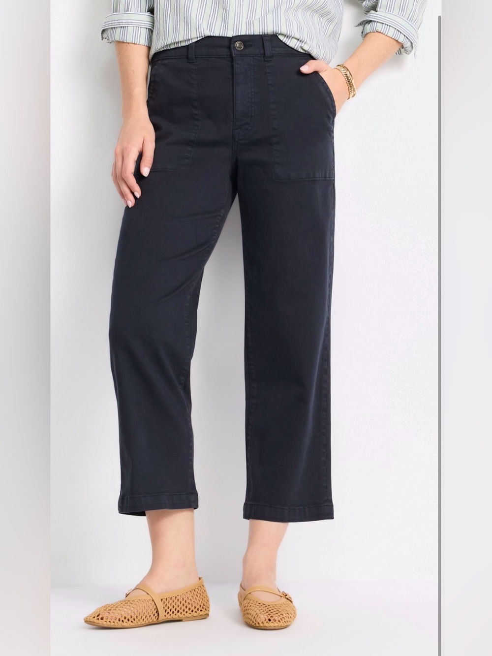 Studio Blue Davina High Rise Wide Leg Women's Navy Cropped Utility